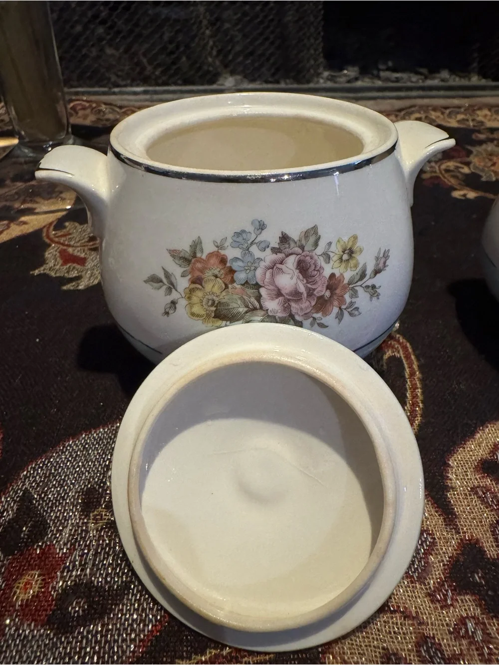 Cunningham Pickett DANUBE Bouquet Aqua band Sugar Creamer Set